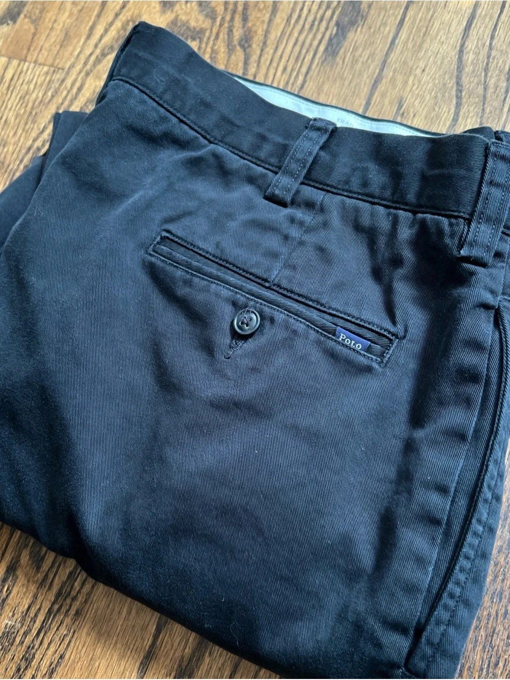 Polo Ralph Lauren Classic Fit Pleated Pants Black 100% Cotton Chino Men’s 38x32